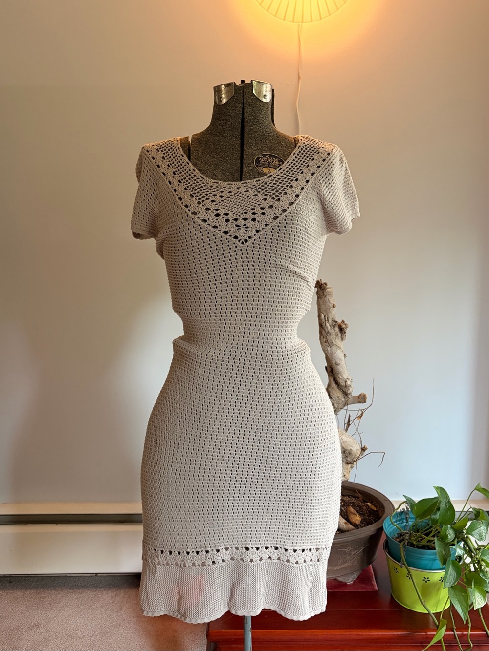 BCBGMaxAzria Cream Crochet Mini Dress